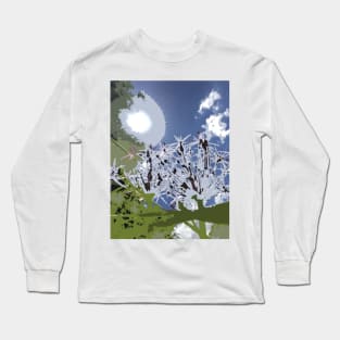 ALLIUM flower garden photography digitally painted, blue gray white green Long Sleeve T-Shirt